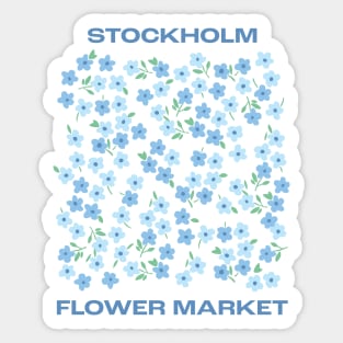 vintage, ditsy, florals, flower market, stockholm, blue Sticker